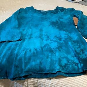GAUZEY Turquoise Tie Die Cotton Tunic XL NWT